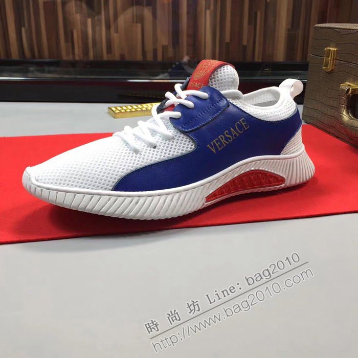 VERSACE男鞋 範思哲時尚休閒鞋 範思哲牛皮網布運動鞋  jpx1879